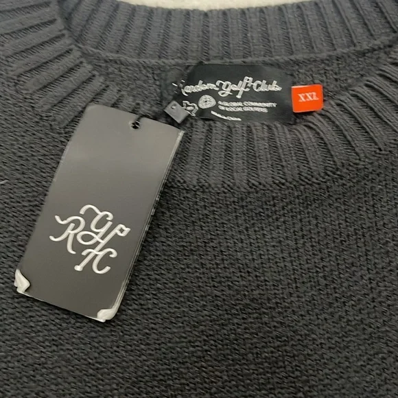 BNWT Random Golf Club sweater size XXL color black. Image of pixelated golf cart